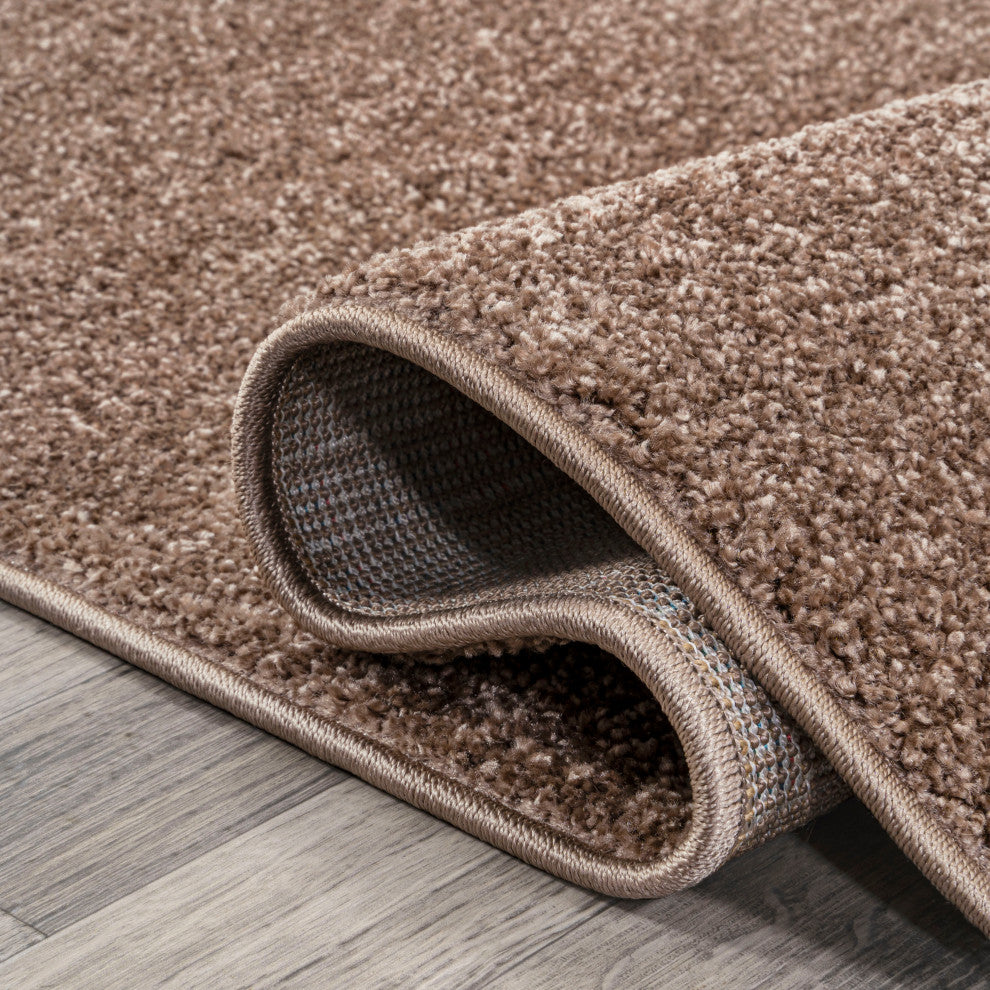 Haze Solid Low-Pile Brown 7' Square Area Rug