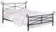 Textured Black Finish Metal Bed Headboard Footboard Rails and Slats, Queen