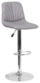 Contemporary Gray Vinyl Adjustable Barstool With Chrome Base
