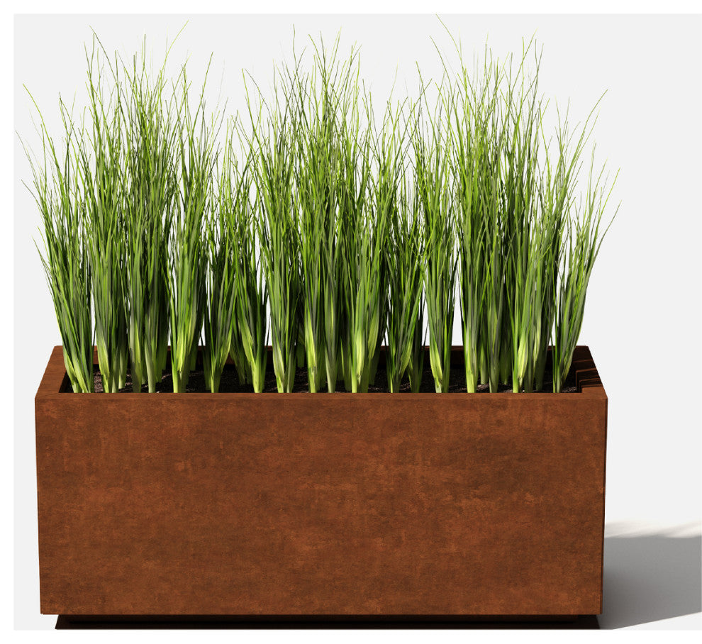 Metallic Series Corten Steel Long Box Planter, Large