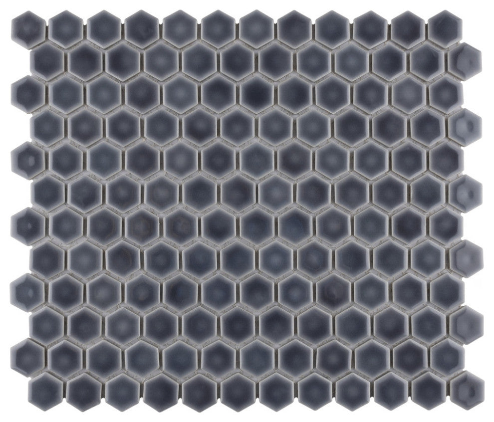 Hudson 1" Hex Imperial Grey Porcelain Floor and Wall Tile