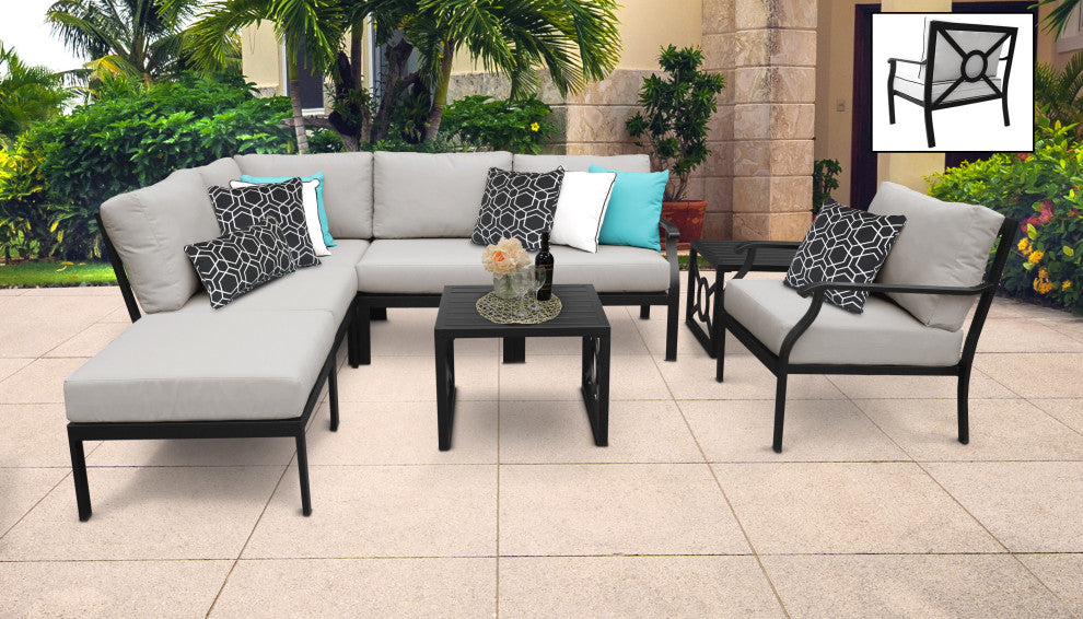 kathy ireland Madison Ave. 8 Piece Aluminum Patio Furniture Set 08m, Almond
