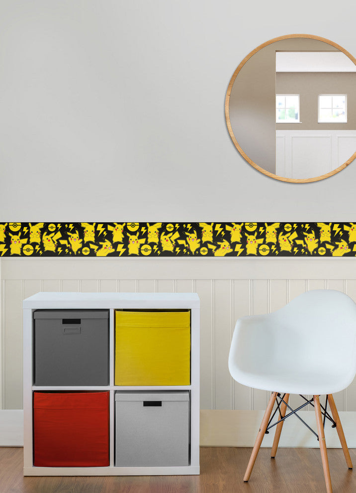 Yellow Pokemon Pikachu Peel & Stick Wallpaper Border