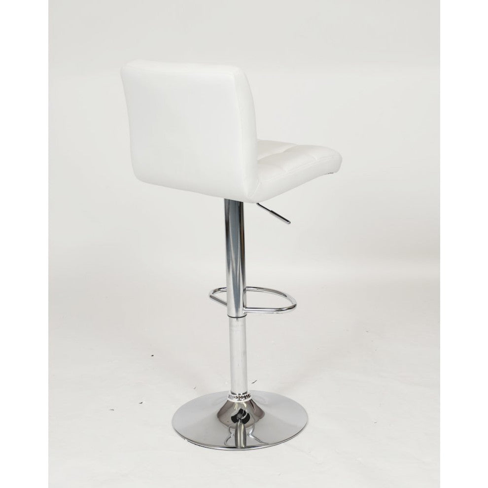 Biscc 2 Swivel Elegant PU Leather Modern Adjustable Hydraulic Bar Stools, White