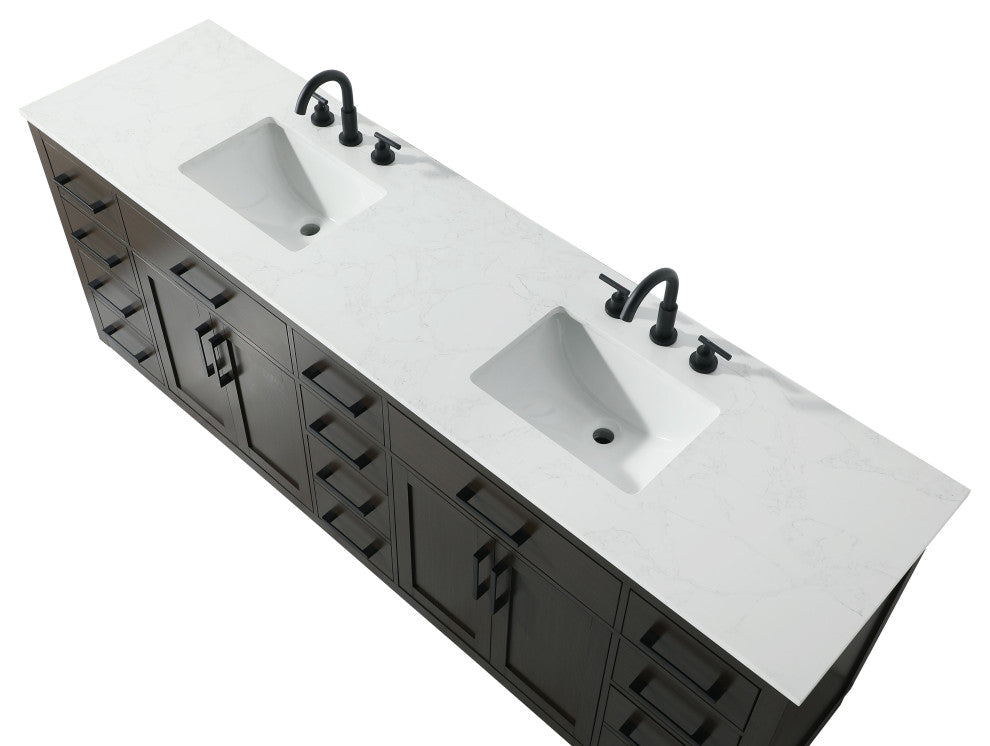 Home Living 84" Double Bathroom Vanity, Mocha Brown