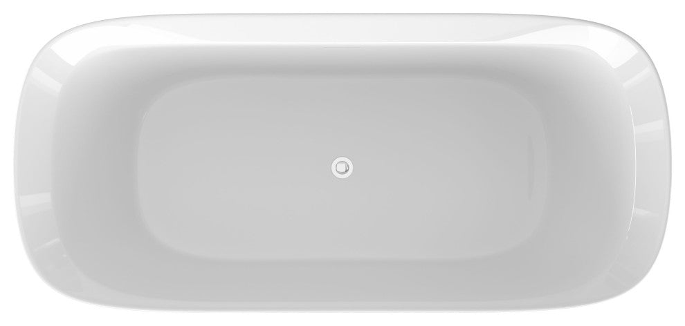 Oval Freestanding Acrylic Soaking Bathtub, Glossy White, 62"x30"