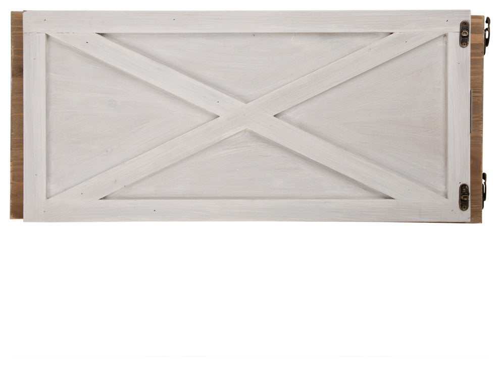 26"L Washed White Wooden Tree Collar