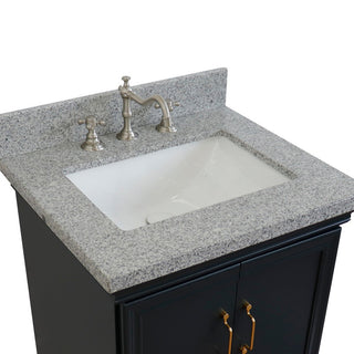 25" Single Vanity, Dark Gray Finish With Gray Granite And Rectangle Sink