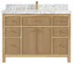 Sonoma 48 Single Sink Bath Vanity in Light Natural Teak with 2" Carrara Marble