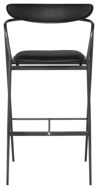 Gianni Raven Leather Bar Stool