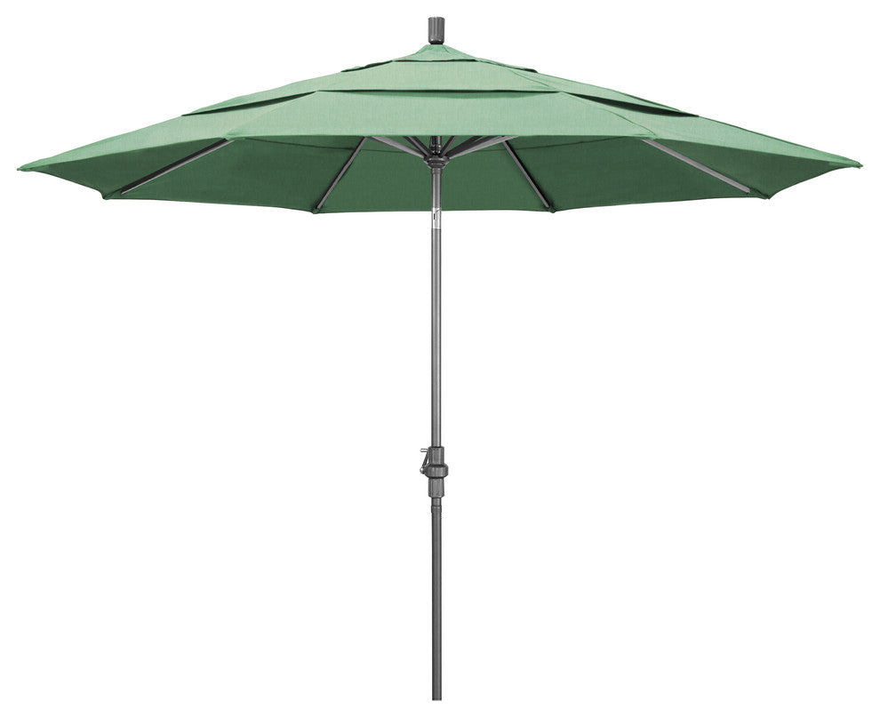 11' Grey Collar Tilt Crank Aluminum Umbrella, Pacifica, Spa