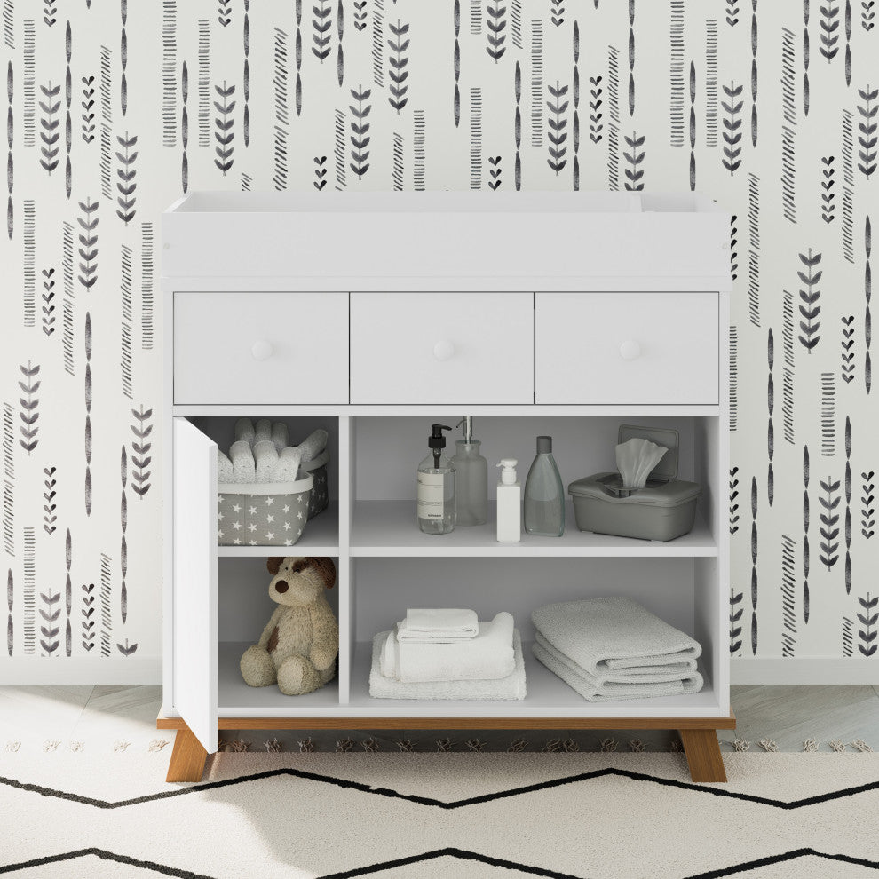Storkcraft Modern Nursery Changing Table Dresser, Vintage Driftwood