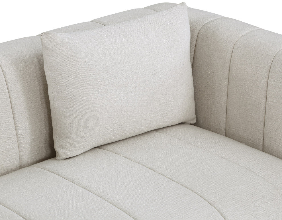 Lucia Beige Linen Textured Fabric Chair, Beige, Chair