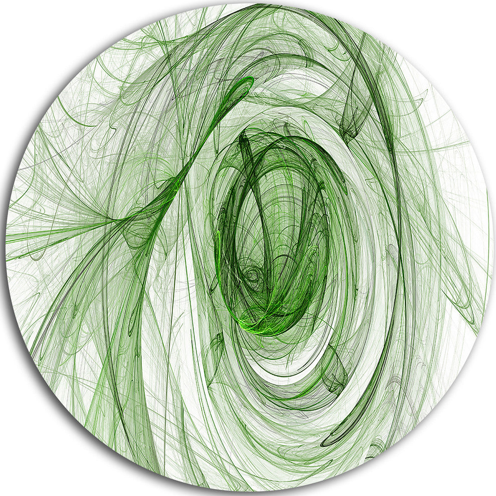 Ball Of Yarn Green Spiral, Abstract Digital Art Disc Metal Artwork, 11"