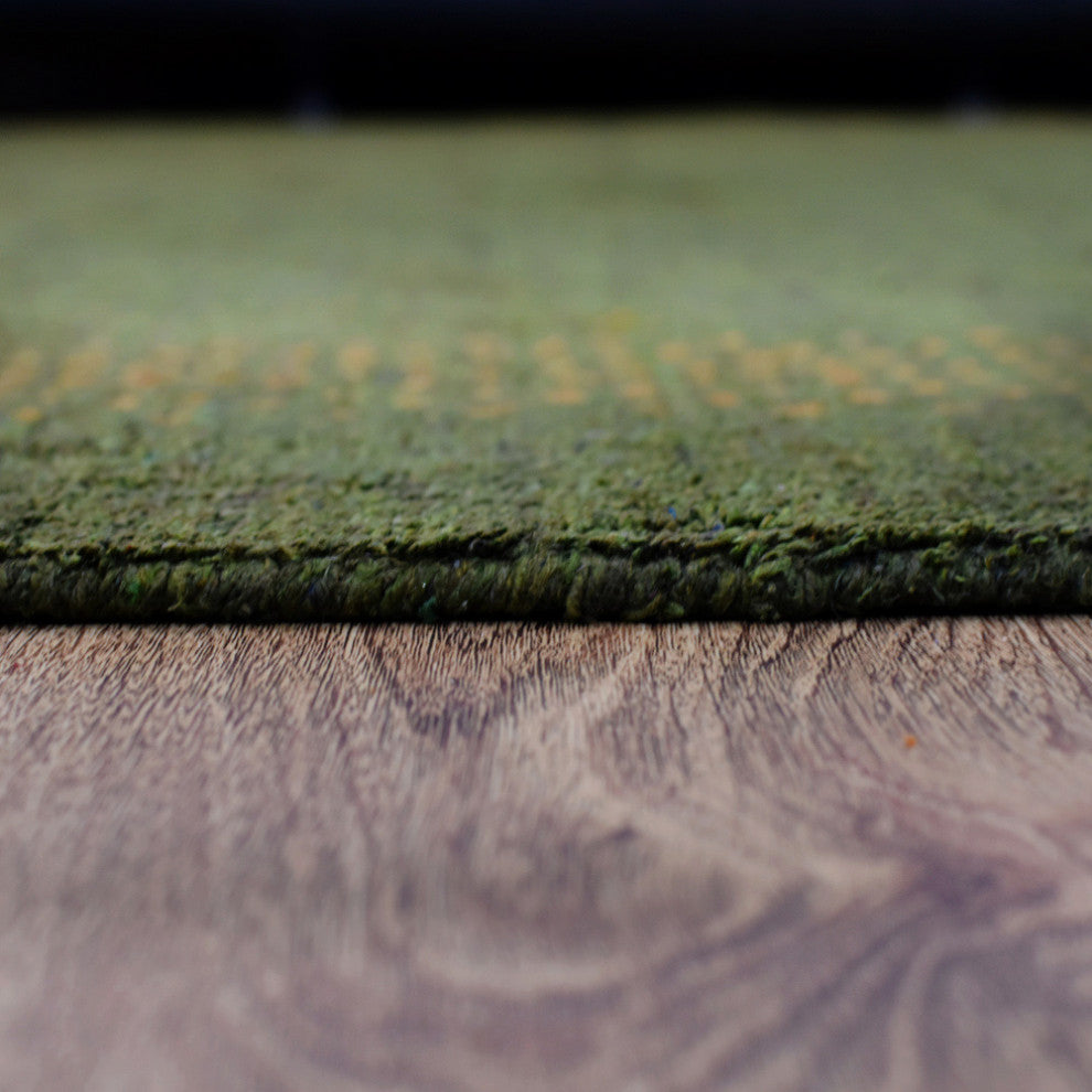 HAND KNOTTED LOOM SILK ECO-FRIENDLY AREA RUG -6'x9',Rectangle,Green,Contemporary
