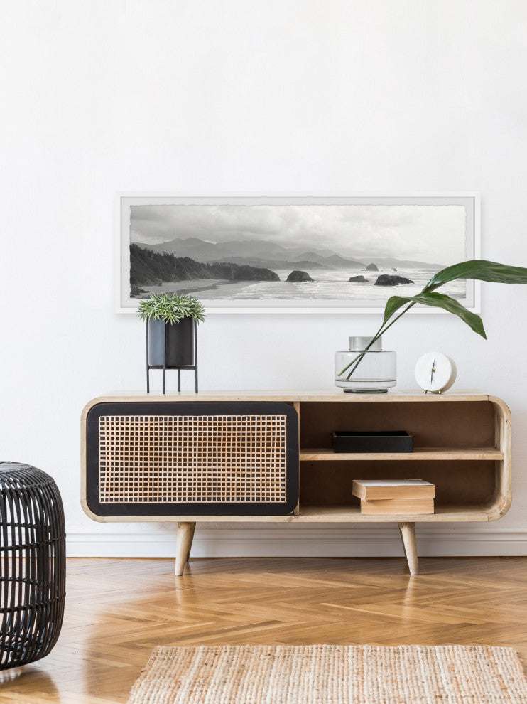 "Cloudy Beach" Framed Painting Print, 30x10