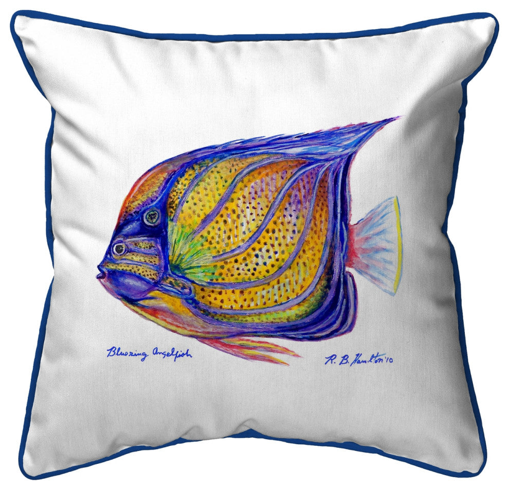 Blue Ring Angelfish Large Indoor/Outdoor Pillow 18x18