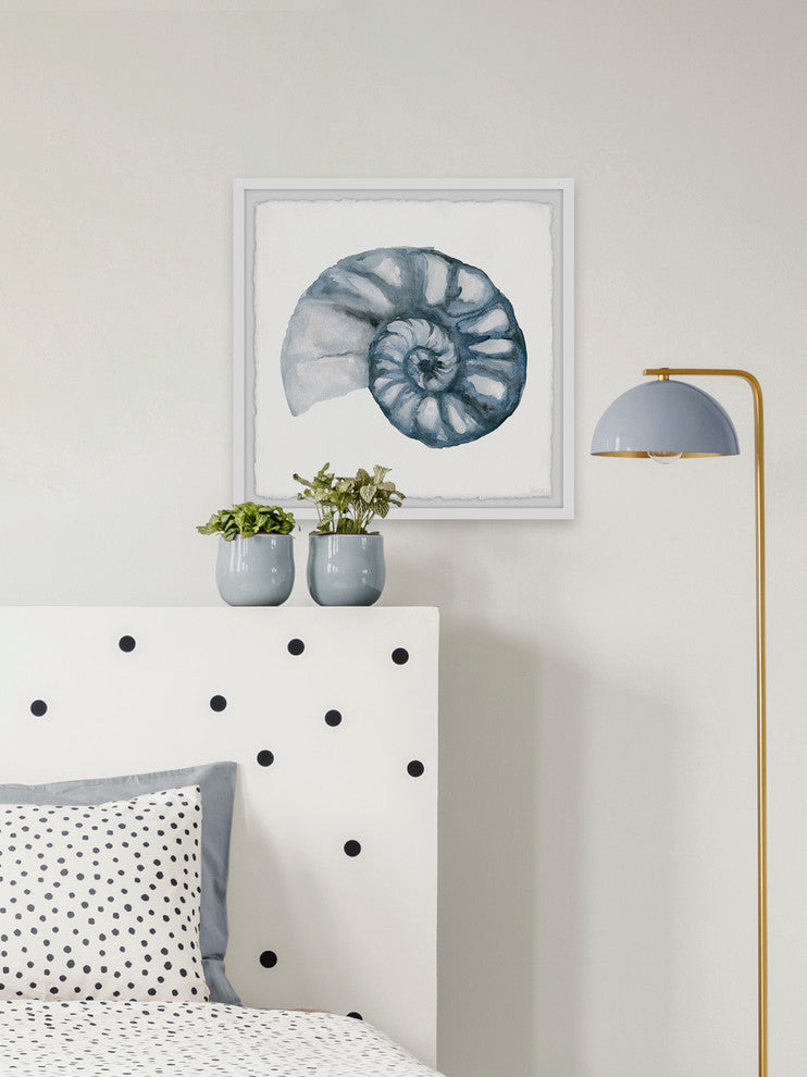 "Shell in Blue" Framed Painting Print, 32"x32"