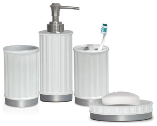 Panache Silver Bath Accessory Set for Vanity Countertops 4 Piece Luxury Ensemble