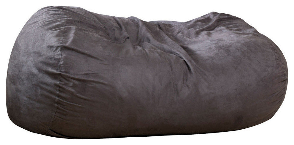 GDF Studio Haley 6.5 Ft Microfiber Bean Bag, Charcoal Gray