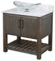 30" Vanity, Carrara White Marble Top, Sink, Drain, Mounting Ring, and P-Trap, Oil Rubbed Bronze, Without Mirror