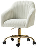 Swivel Rolling Task Chair With Tufted Back, Ivory