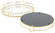 Mianzi Round Quilted Rim Gold Metal Trays (Set of 2)