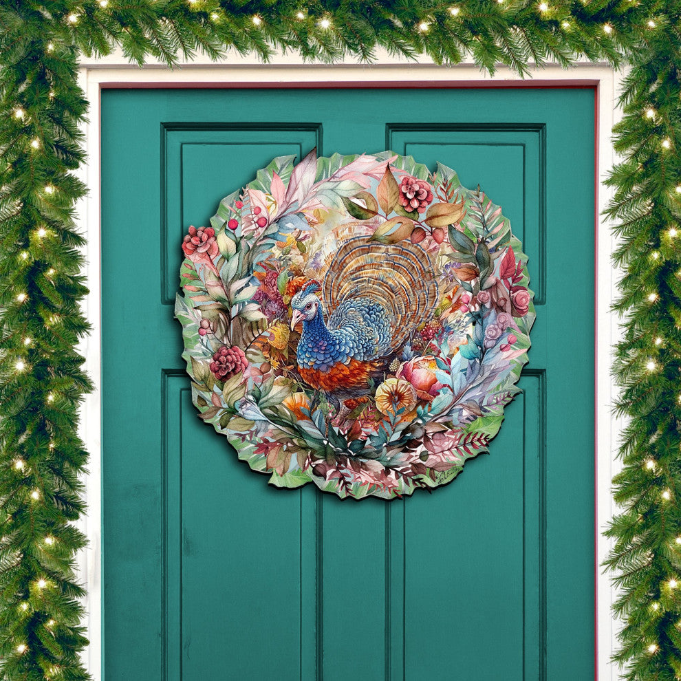 Thanksgiving Turkey Wreath Holiday Door Decor