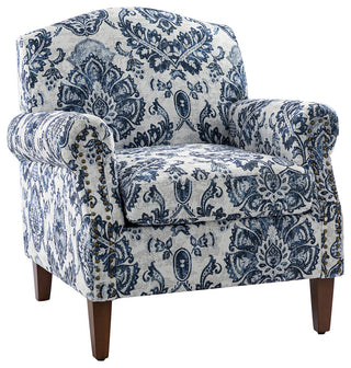 Comfy Armchair With Nailhead Trims, Navy