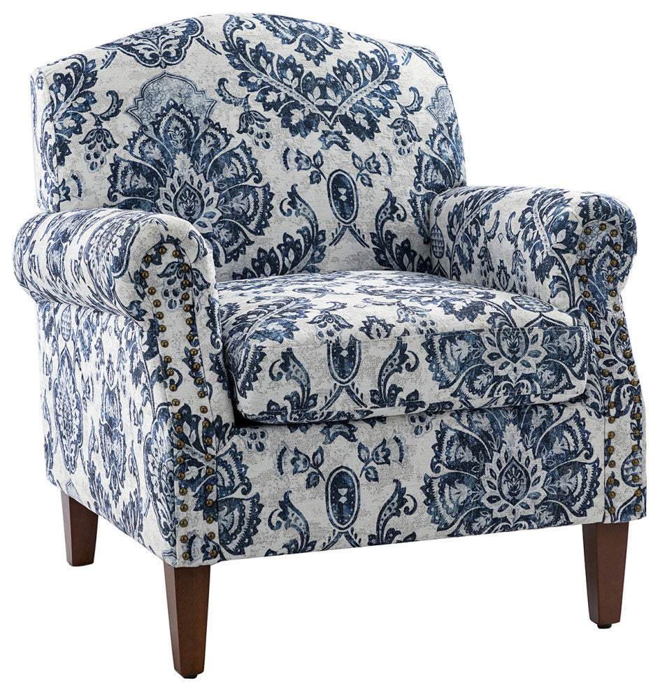 Comfy Armchair With Nailhead Trims, Navy