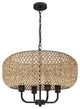 Farmhouse 4-Light Hand-Woven Natural Bamboo Pendant Light
