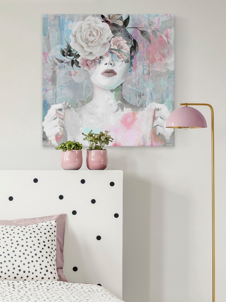 "Dreaming with Flowers" Painting Print on Wrapped Canvas, 32"x32"