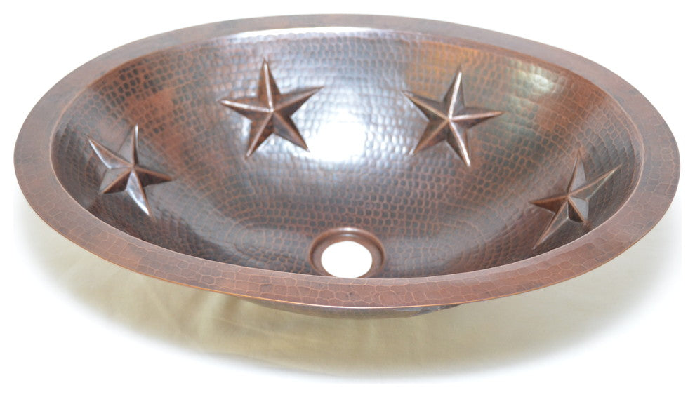 19" Oval Star Undermount Handmade Copper Sink