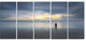 Stormy and Dark Sea Sunset, Seascape Canvas Art Print, 60"x28", 5 Panels