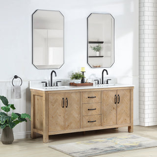 Javier Bath Vanity, Composite Stone Top, Antique Brown, 72", Double Vanity, No Mirror