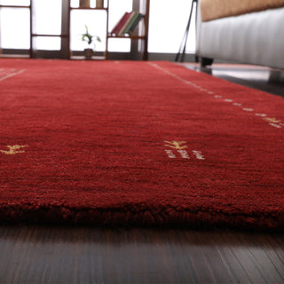 HAND KNOTTED LOOM WOOL ECO-FRIENDLY AREA RUGS - Rectangle, Red, Contemporary