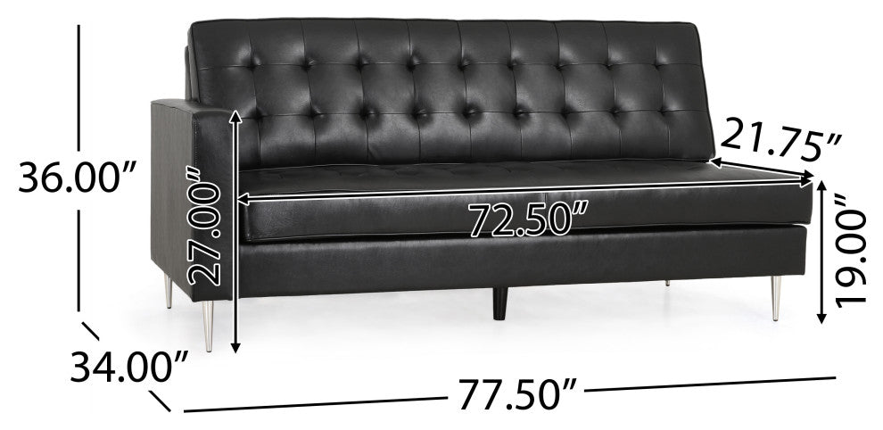 Goliath Contemporary Faux Leather Tufted 5 Seater Sectional Sofa Set