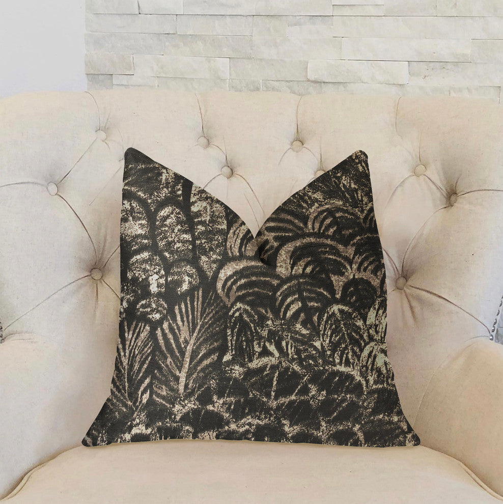 Rowan Gale Black and Beige Luxury Throw Pillow, 24"x24"