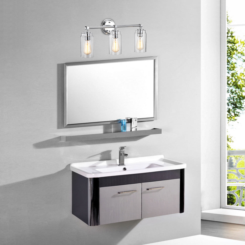 CHLOE Lighting Joyce Contemporary 3-Light Bath Vanity Fixture, Chrome