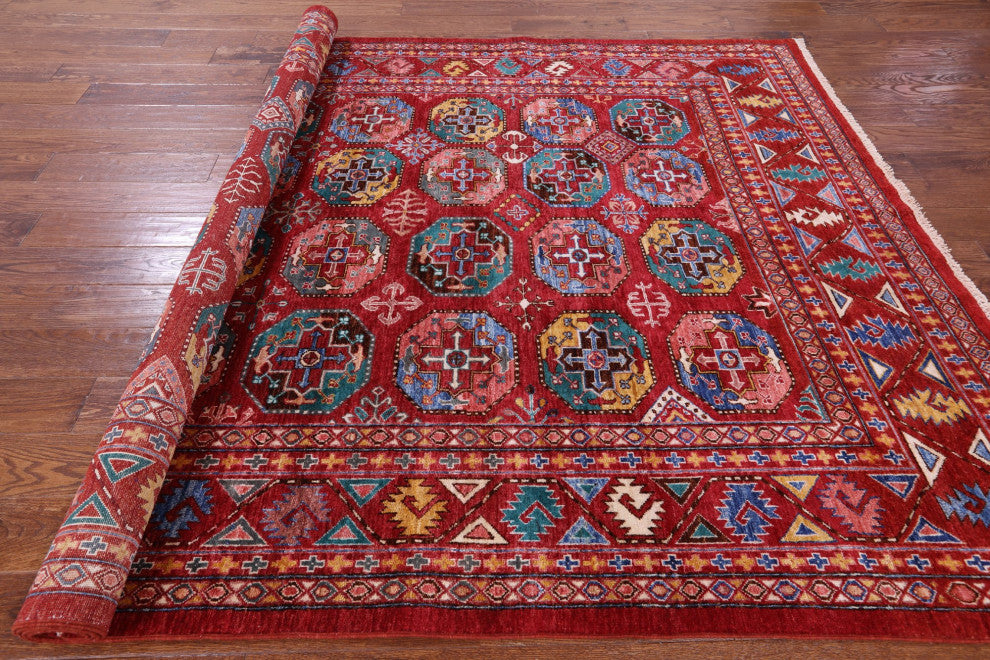 6' 6" X 9' 5" Hand-Knotted Bokhara Wool Rug Q11266