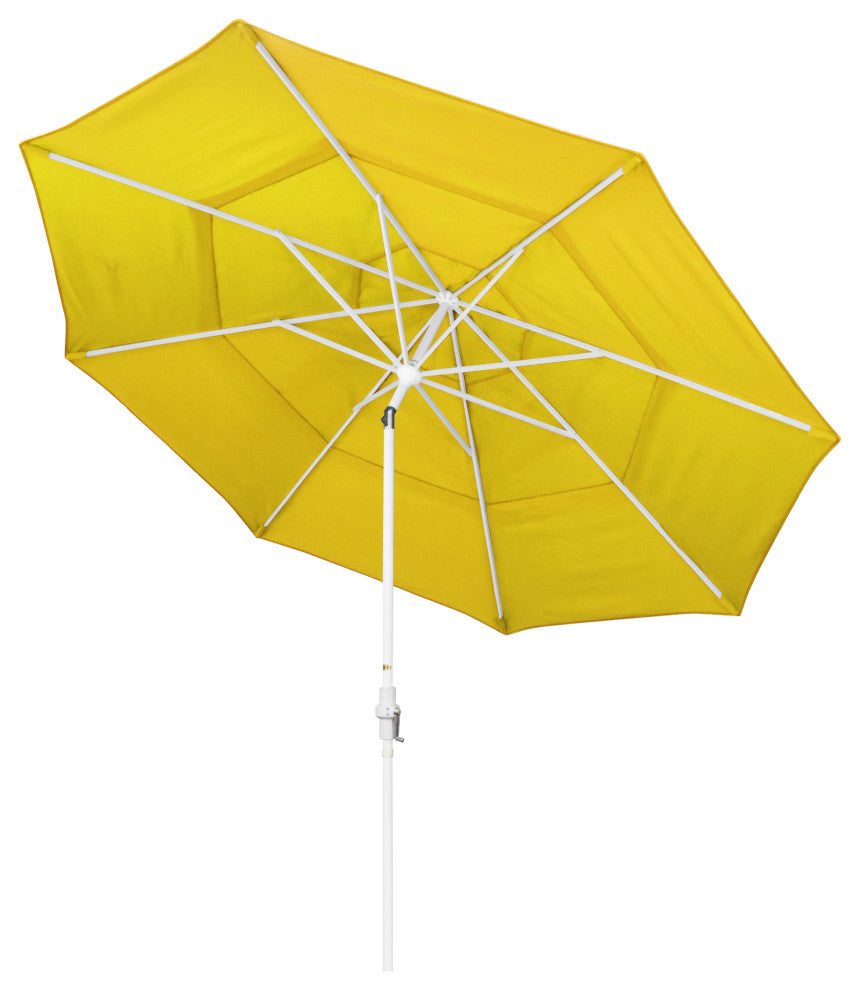 11' Aluminum Umbrella Collar Tilt Matted White, Sunflower Yellow