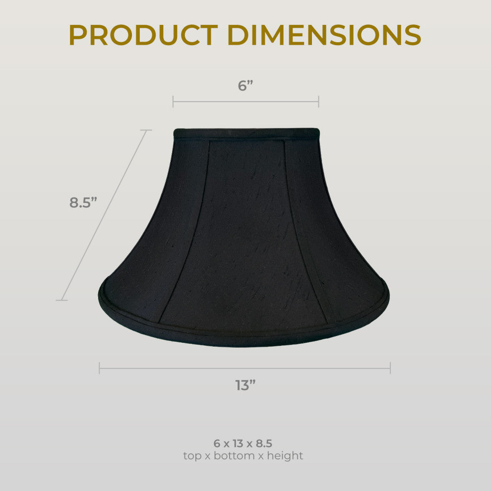 Royal Designs Shallow Bell Basic Lamp Shade, Black/Gold, 6x13x8.5