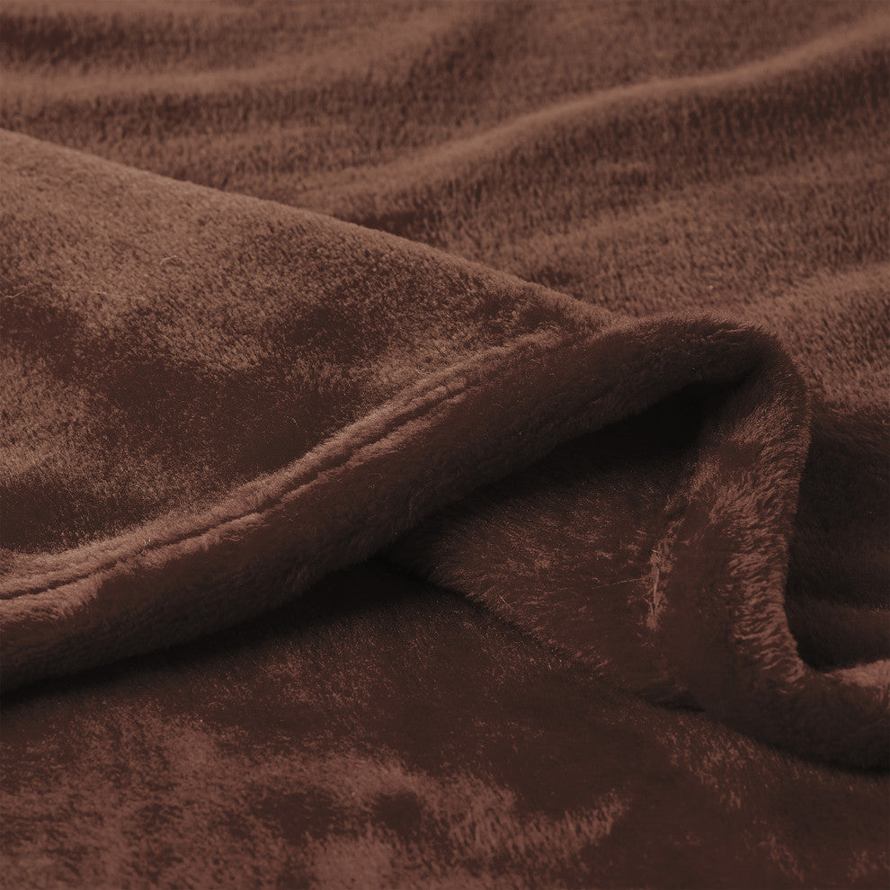 LHC Microfiber Velvet Throw Blanket, Mocha Brown