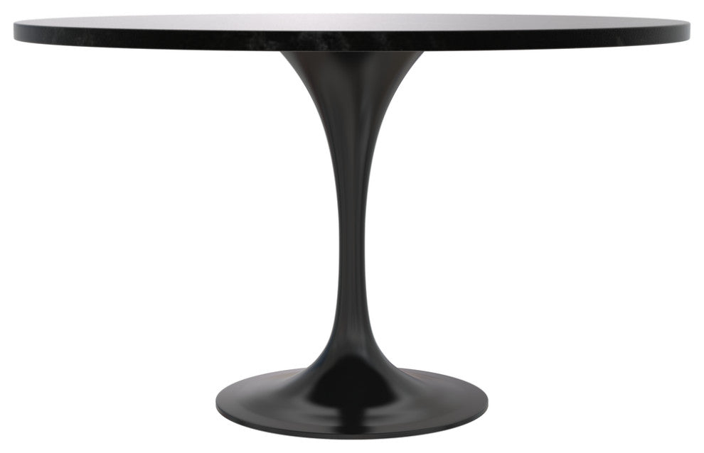 Verve Collection 48 Round Dining Table, Black Base with Black MDF Top