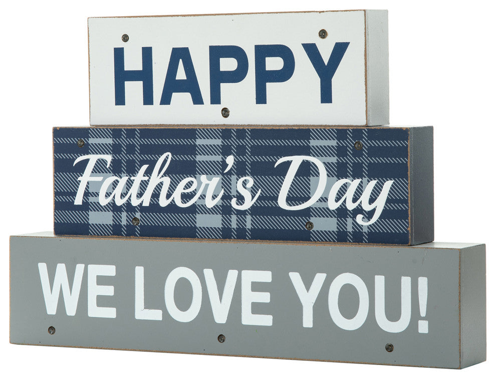 12" Lighted Wooden Happy Father's Day Block Sign