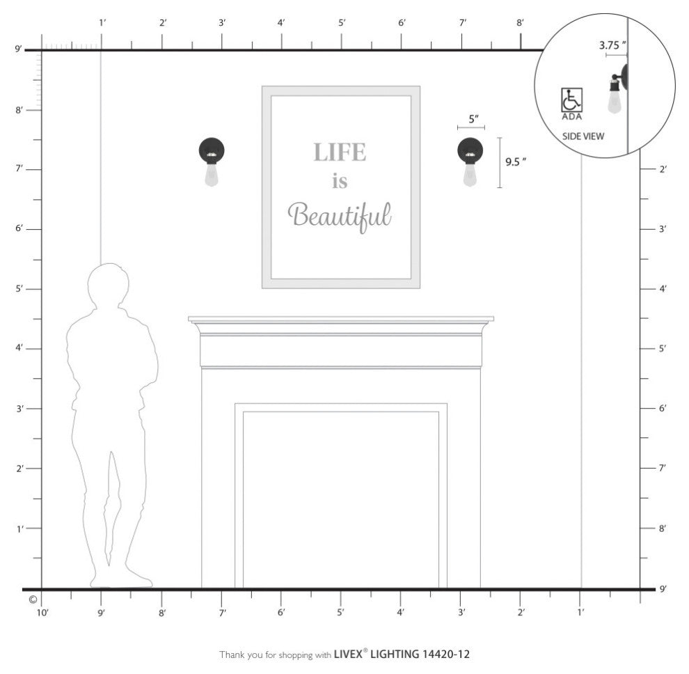 Lansdale 1 Light Satin Brass ADA Single Vanity Sconce