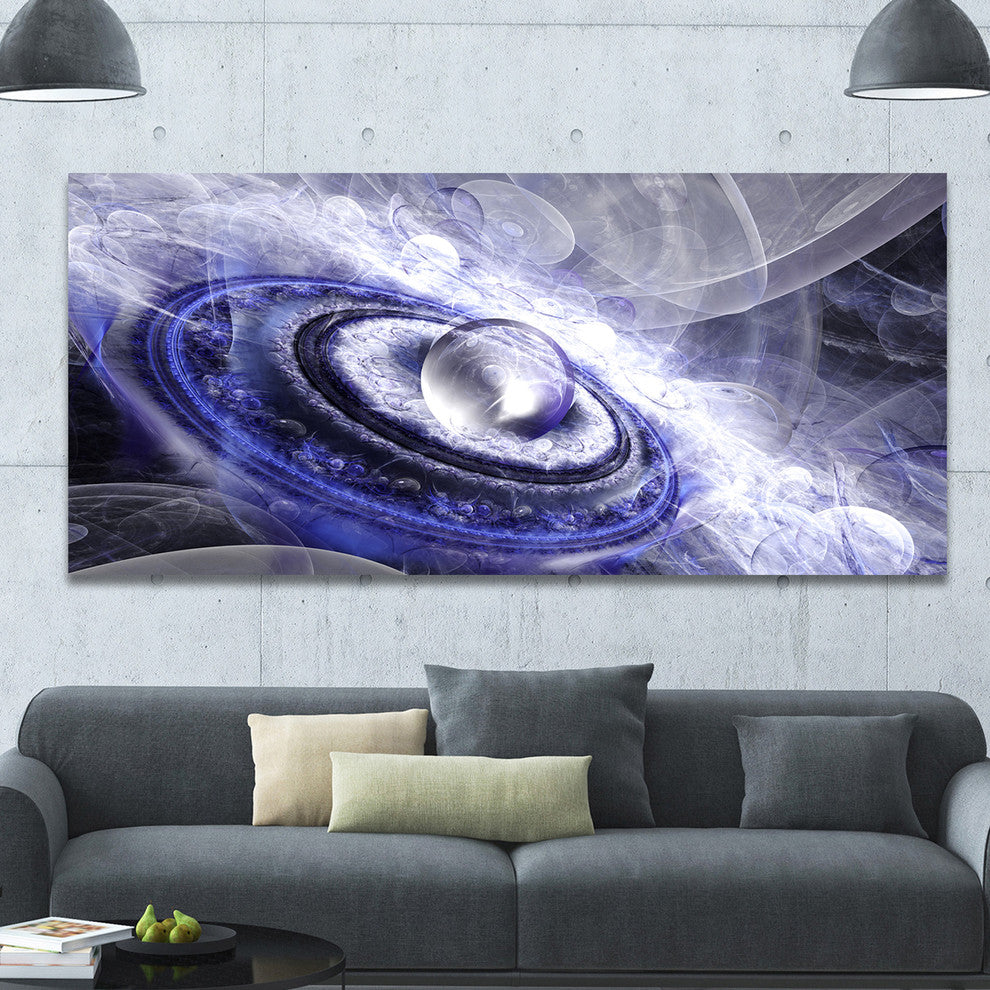 Beautiful Blue Flying Saucer, Large Floral Canvas Art Print, 60"x28"