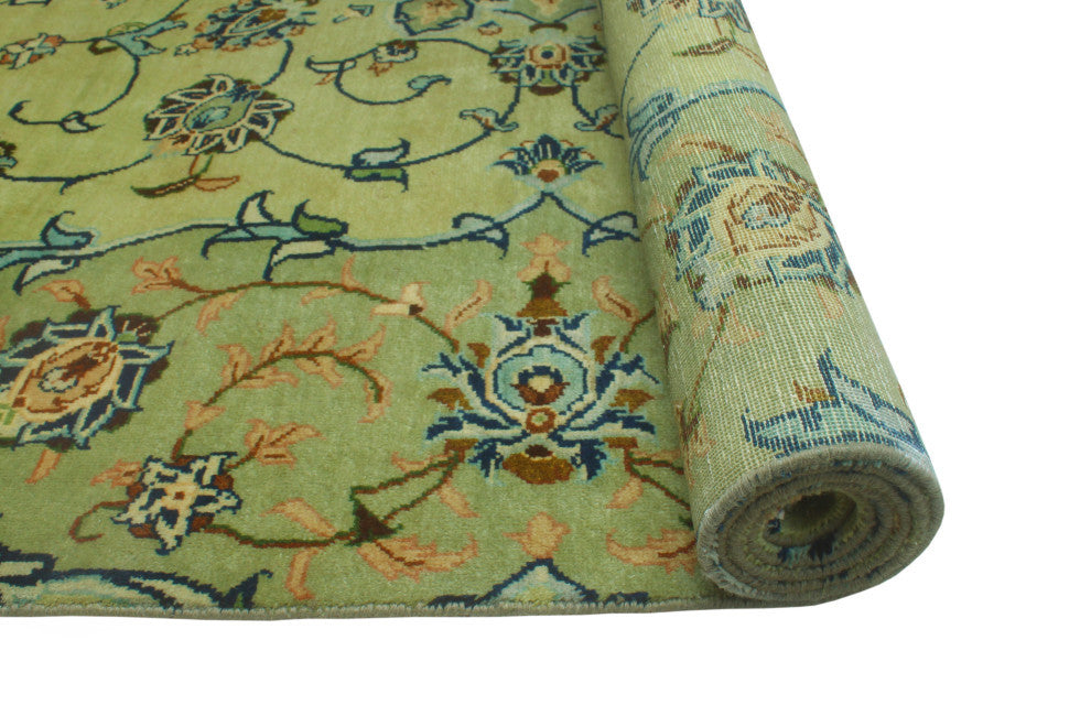 Fine Vintage Distressed Daphne Lt. Green/Green Rug, 6'6 x 9'10