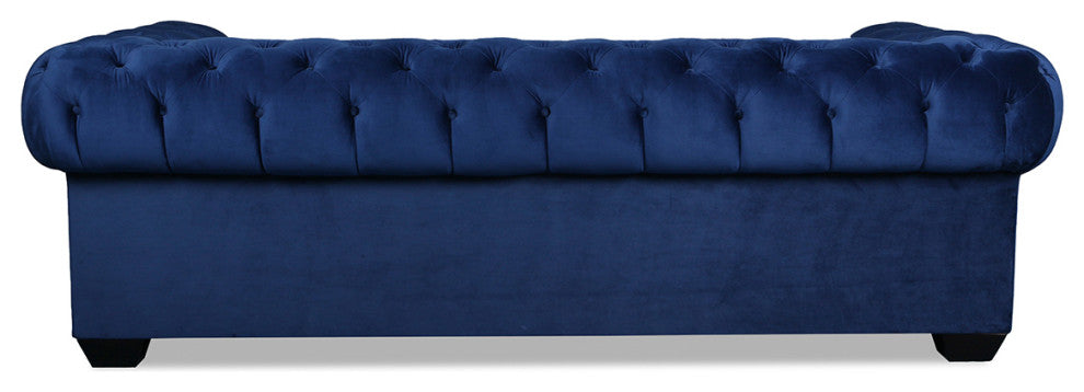 Nativa Interiors Cornell Chesterfield 90" Sofa, Blue, Classic Depth