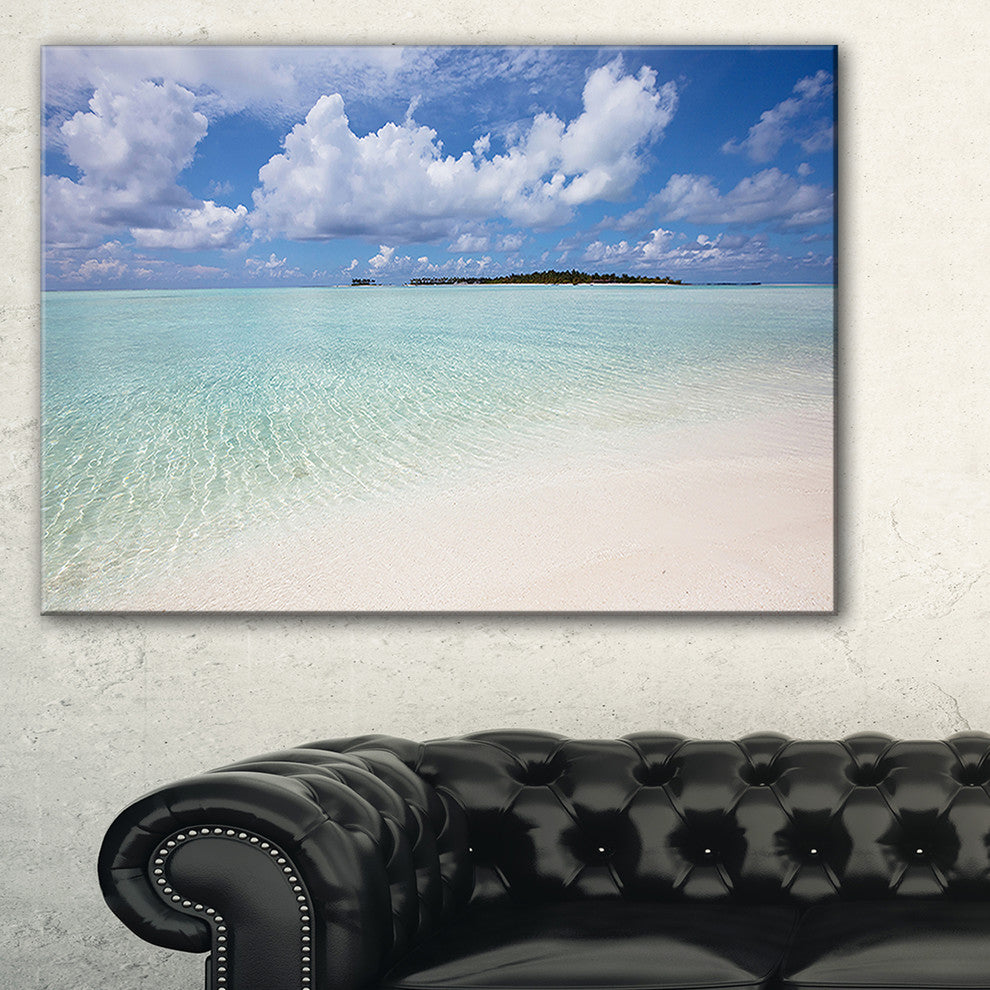 "Fascinating Maldives Empty Seashore" Seascape Art Canvas, 40"x20"